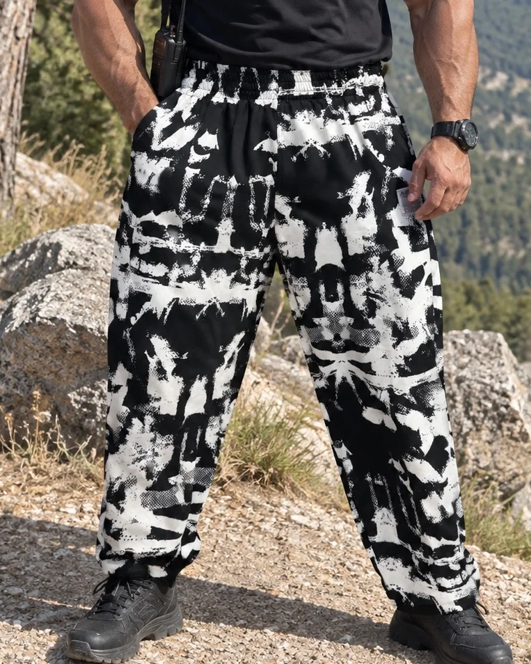 203 Microfiber Pants Black White